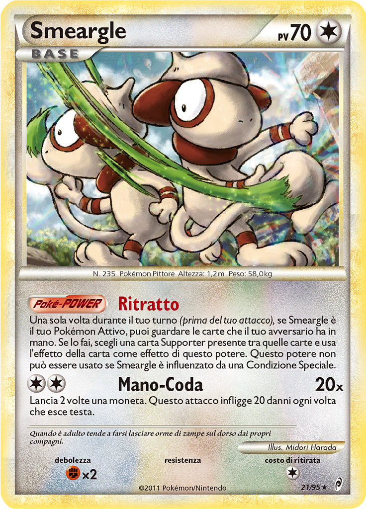 Smeargle 21/95 — Richiamo delle Leggende (Italian Pokémon TCG card)