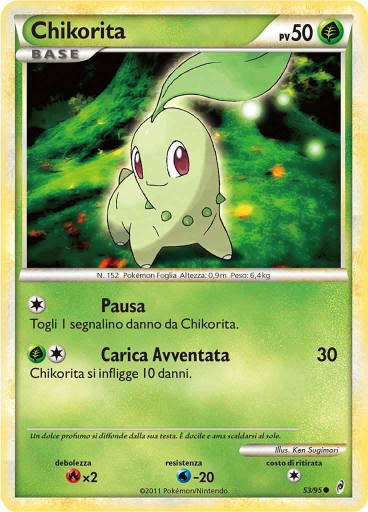 Chikorita 53/95 — Richiamo delle Leggende (Italian Pokémon TCG card)