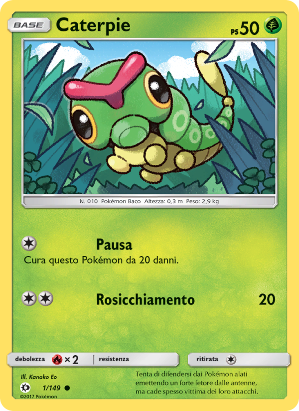 Caterpie 001/163 — Sole e Luna (Italian Pokémon TCG card)