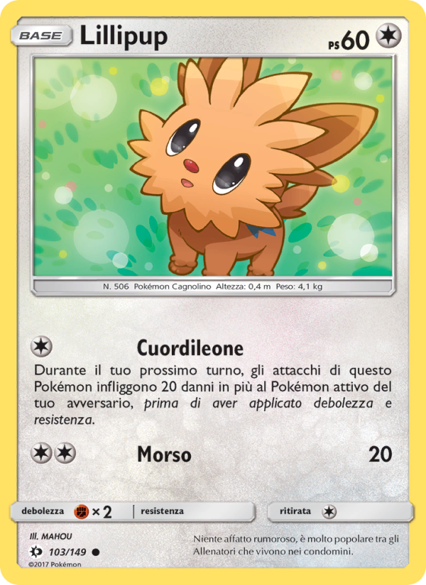 Lillipup 103/163 — Sole e Luna (Italian Pokémon TCG card)