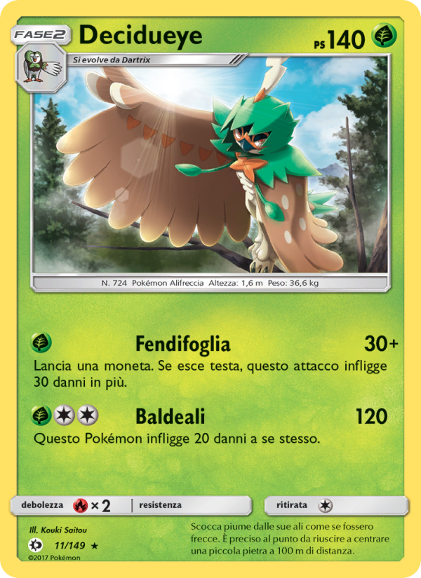 Decidueye 011/163 — Sole e Luna (Italian Pokémon TCG card)