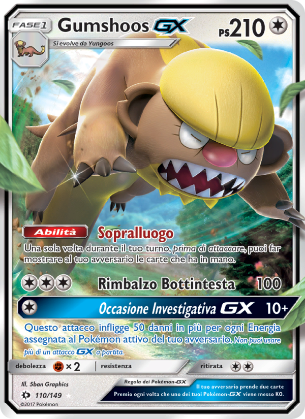 Gumshoos GX 110/163 — Sole e Luna (Italian Pokémon TCG card)