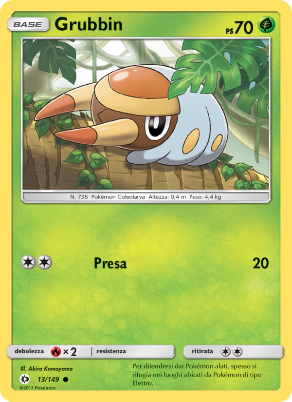 Grubbin 013/163 — Sole e Luna (Italian Pokémon TCG card)