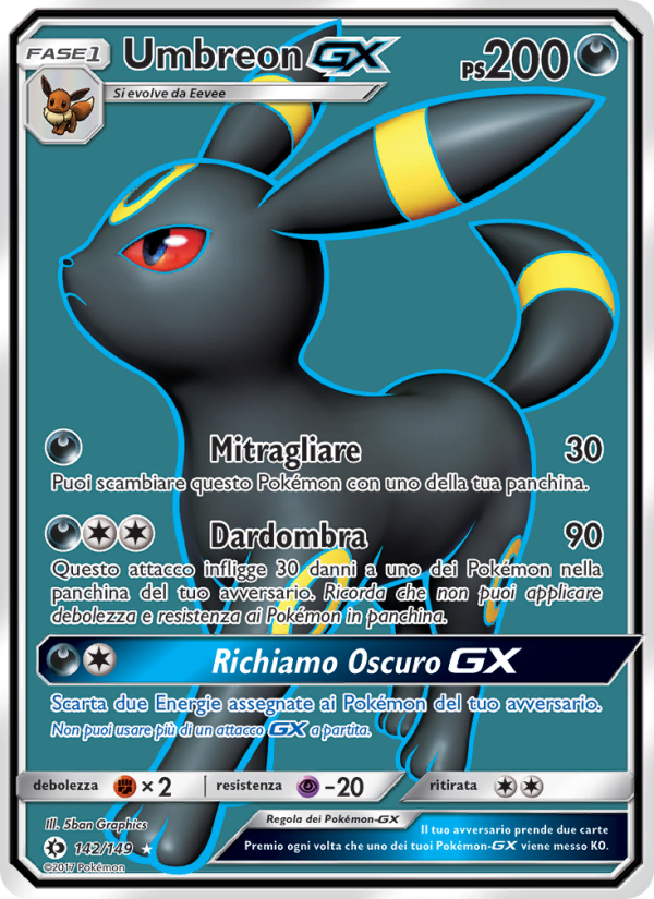Umbreon GX 142/163 — Sole e Luna (Italian Pokémon TCG card)