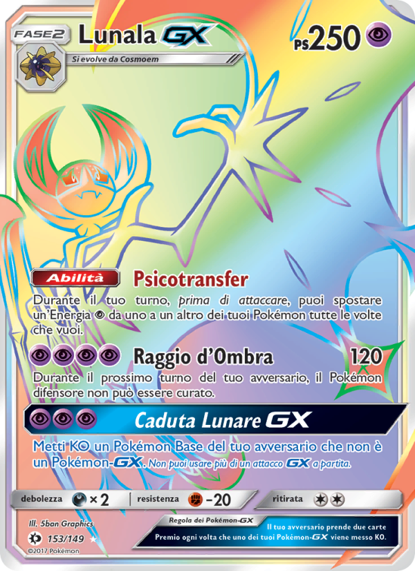 Lunala GX 153/163 — Sole e Luna (Italian Pokémon TCG card)