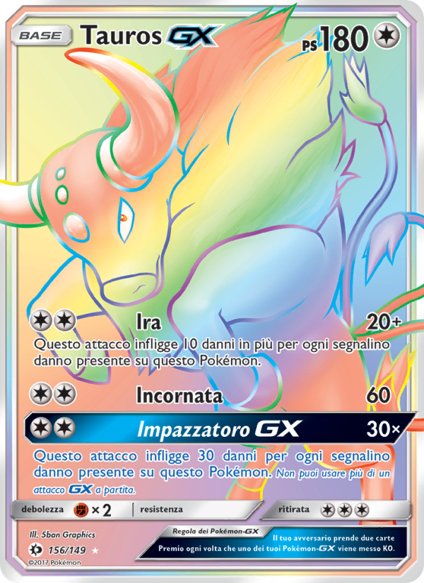 Tauros GX 156/163 — Sole e Luna (Italian Pokémon TCG card)