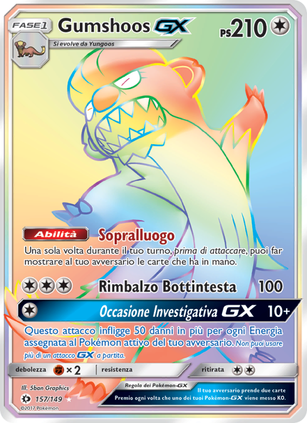 Gumshoos GX 157/163 — Sole e Luna (Italian Pokémon TCG card)
