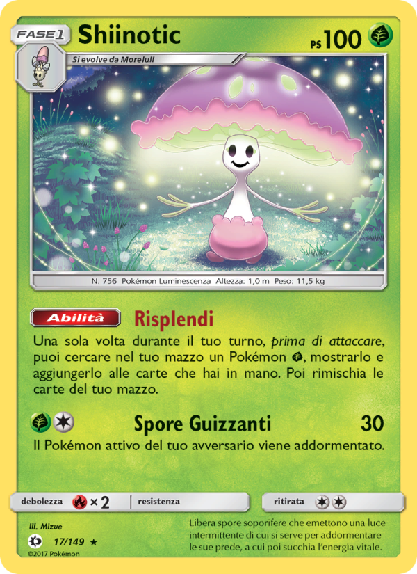 Shiinotic 017/163 — Sole e Luna (Italian Pokémon TCG card)