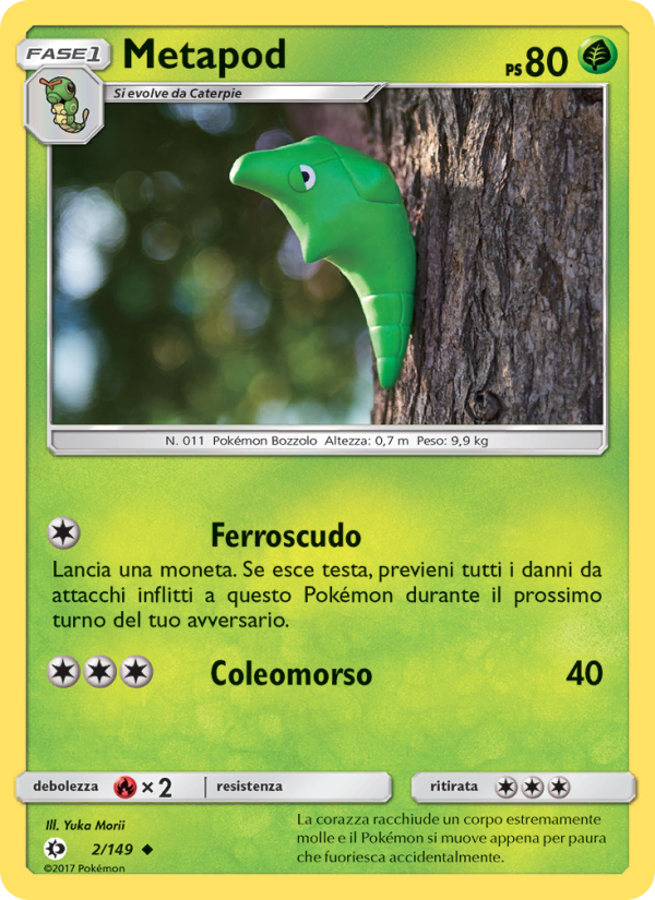 Metapod 002/163 — Sole e Luna (Italian Pokémon TCG card)