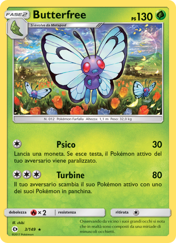 Butterfree 003/163 — Sole e Luna (Italian Pokémon TCG card)