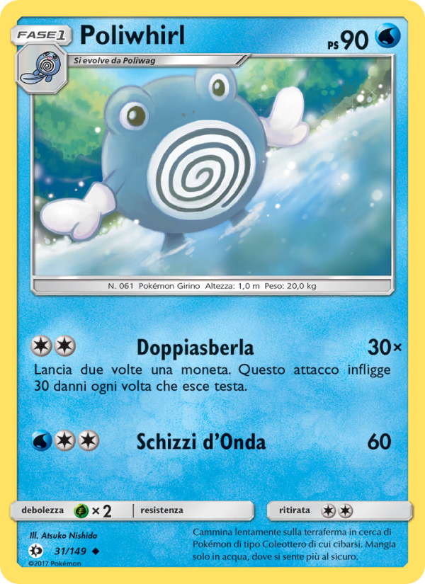 Poliwhirl 031/163 — Sole e Luna (Italian Pokémon TCG card)