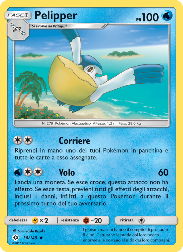 Pelipper 038/163 — Sole e Luna (Italian Pokémon TCG card)