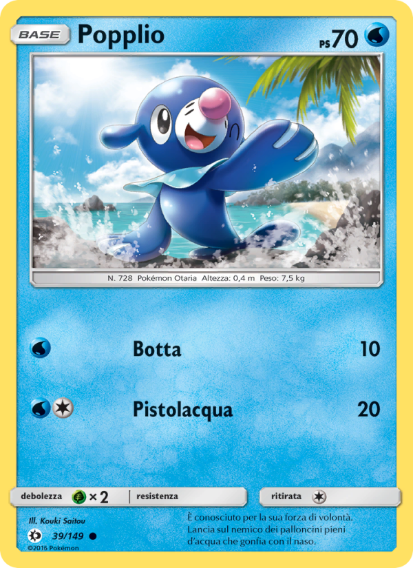 Popplio 039/163 — Sole e Luna (Italian Pokémon TCG card)