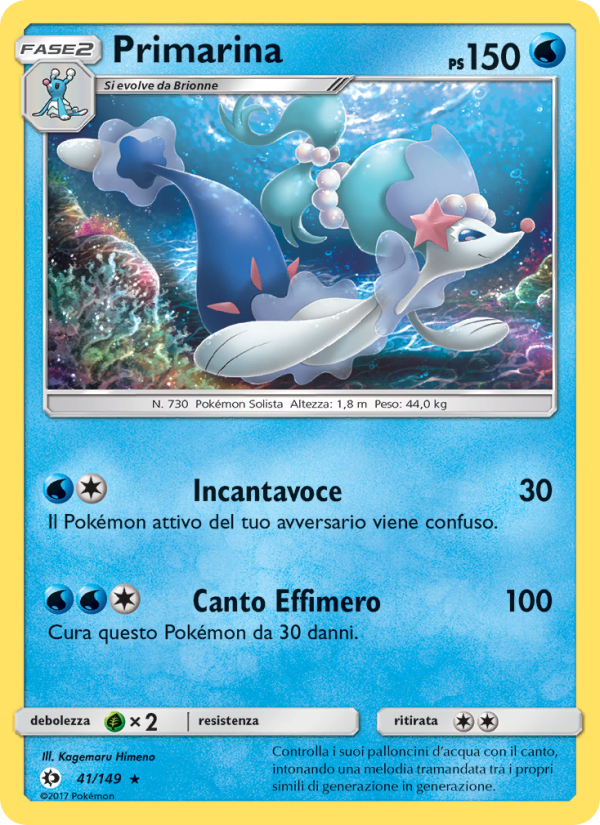 Primarina 041/163 — Sole e Luna (Italian Pokémon TCG card)