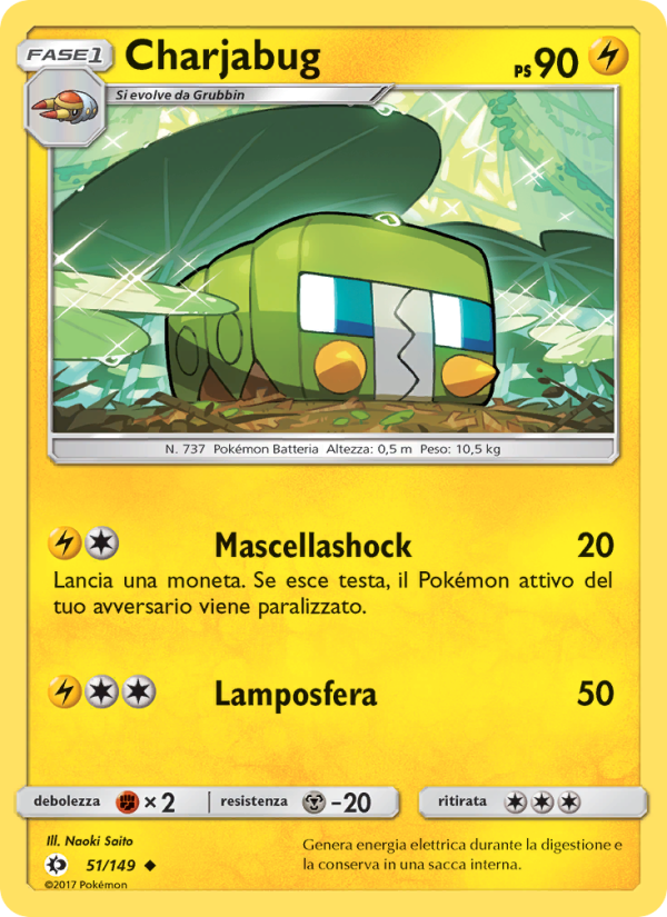 Charjabug 051/163 — Sole e Luna (Italian Pokémon TCG card)