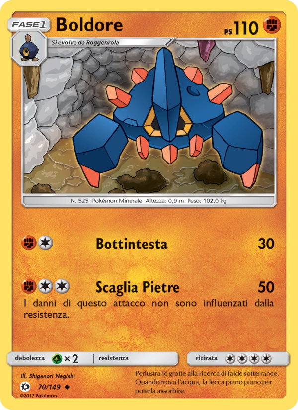 Boldore 070/163 — Sole e Luna (Italian Pokémon TCG card)