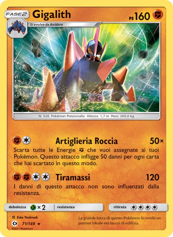 Gigalith 071/163 — Sole e Luna (Italian Pokémon TCG card)