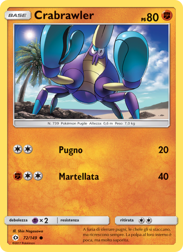 Crabrawler 072/163 — Sole e Luna (Italian Pokémon TCG card)