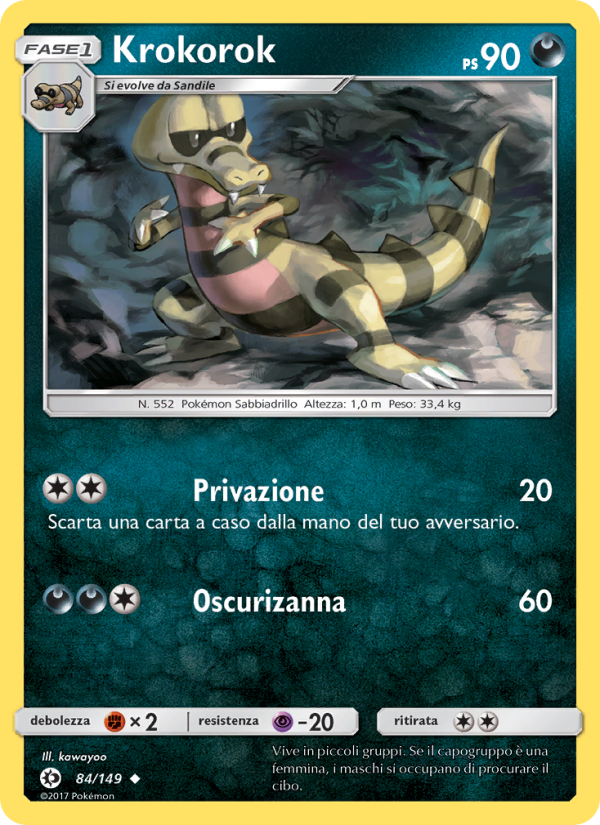 Krokorok 084/163 — Sole e Luna (Italian Pokémon TCG card)