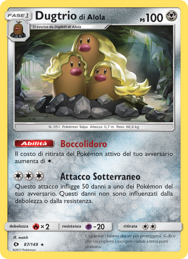 Dugtrio di Alola 087/163 — Sole e Luna (Italian Pokémon TCG card)