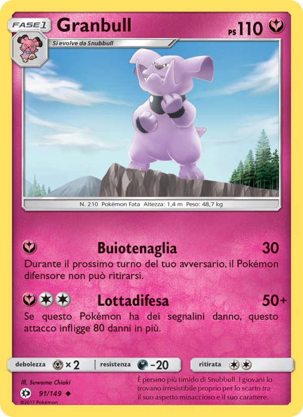 Granbull 091/163 — Sole e Luna (Italian Pokémon TCG card)