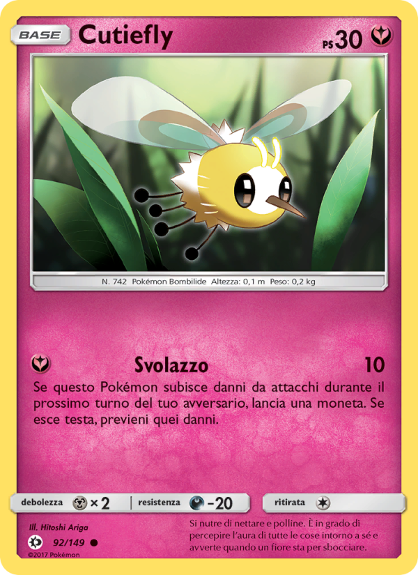 Cutiefly 092/163 — Sole e Luna (Italian Pokémon TCG card)