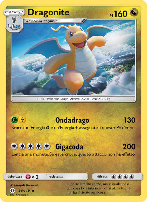 Dragonite 096/163 — Sole e Luna (Italian Pokémon TCG card)