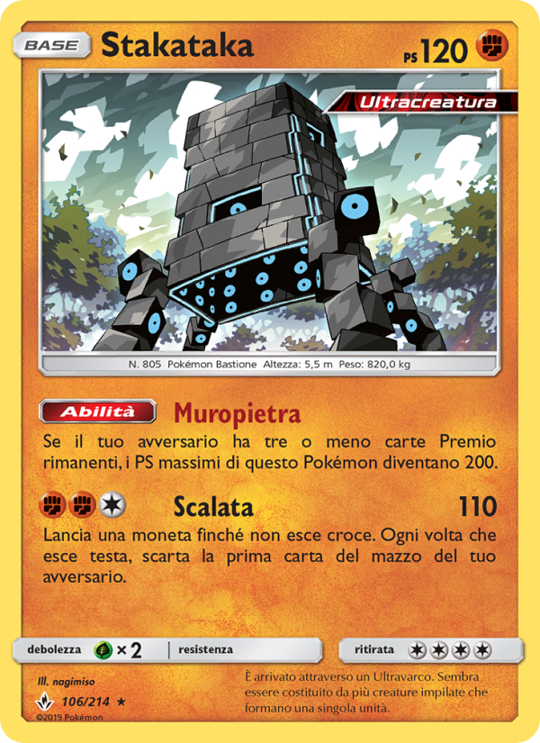 Stakataka 106/234 — Legami Inossidabili (Italian Pokémon TCG card)