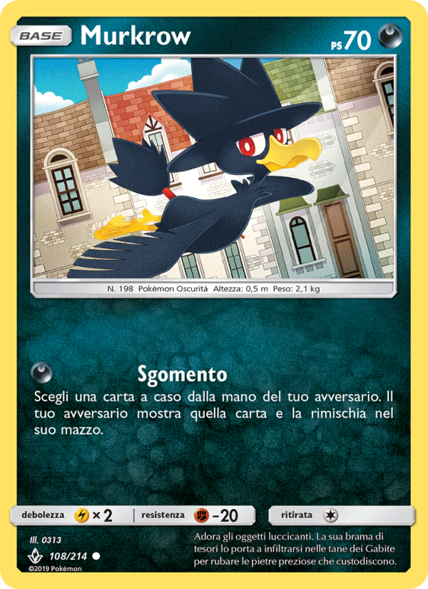 Murkrow 108/234 — Legami Inossidabili (Italian Pokémon TCG card)