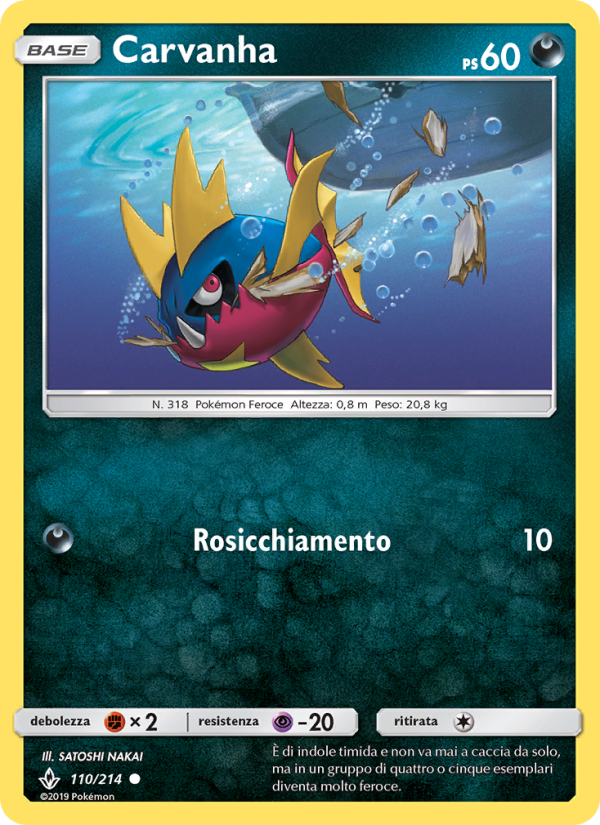 Carvanha 110/234 — Legami Inossidabili (Italian Pokémon TCG card)