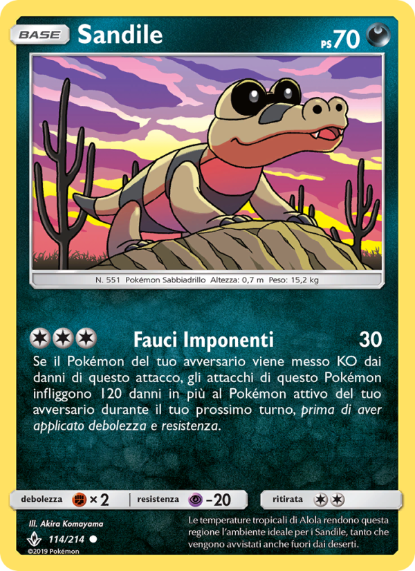 Sandile 114/234 — Legami Inossidabili (Italian Pokémon TCG card)