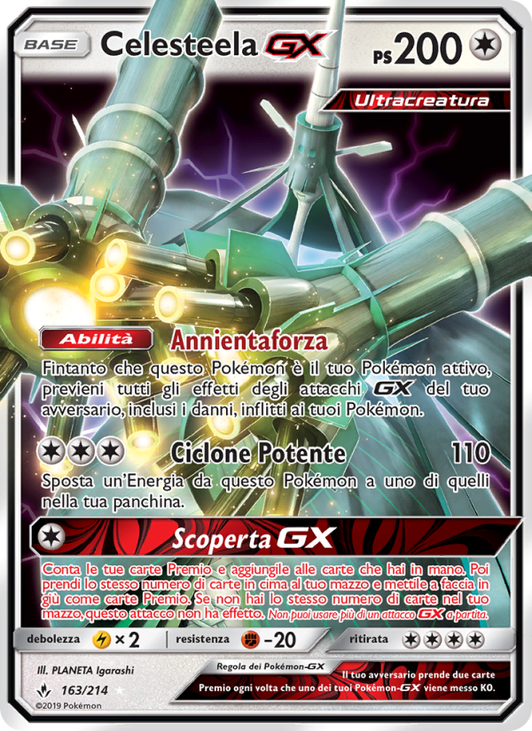 Celesteela GX 163/234 — Legami Inossidabili (Italian Pokémon TCG card)