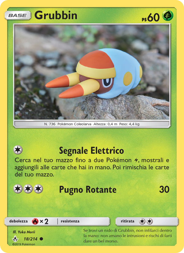 Grubbin 018/234 — Legami Inossidabili (Italian Pokémon TCG card)