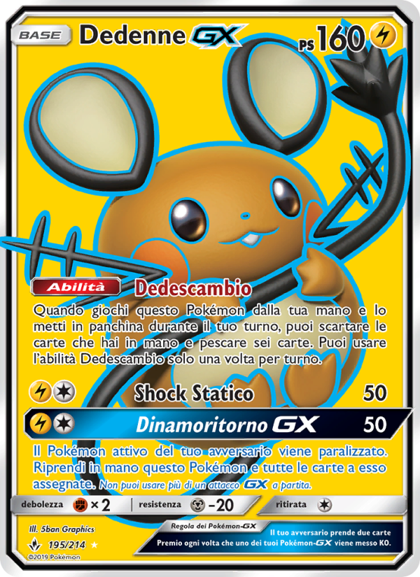 Dedenne GX 195/234 — Legami Inossidabili (Italian Pokémon TCG card)