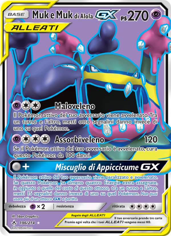 Muk e Muk di Alola GX 196/234 — Legami Inossidabili (Italian Pokémon TCG card)