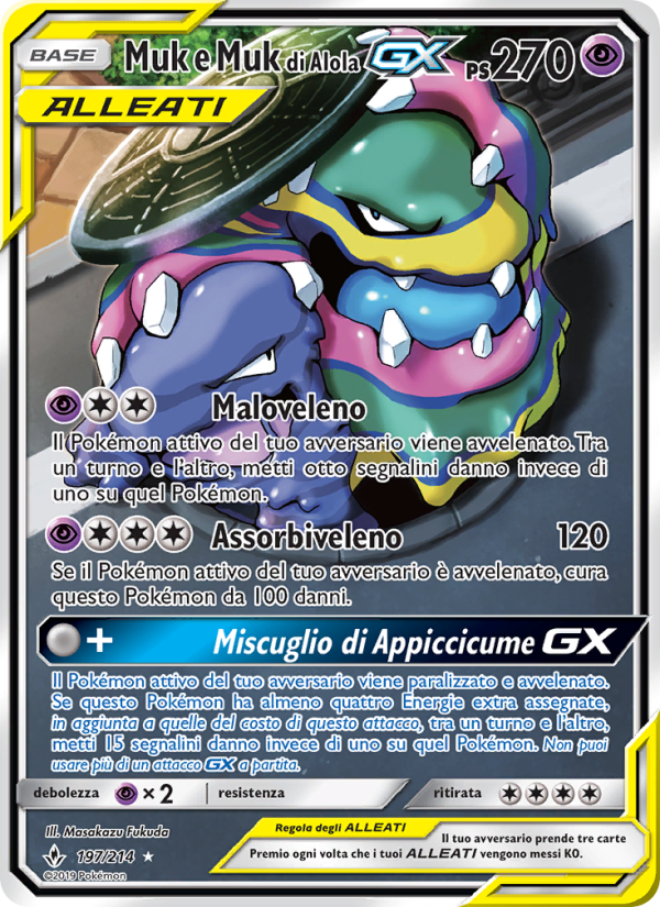 Muk e Muk di Alola GX 197/234 — Legami Inossidabili (Italian Pokémon TCG card)