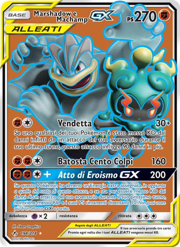 Marshadow e Machamp GX 198/234 — Legami Inossidabili (Italian Pokémon TCG card)
