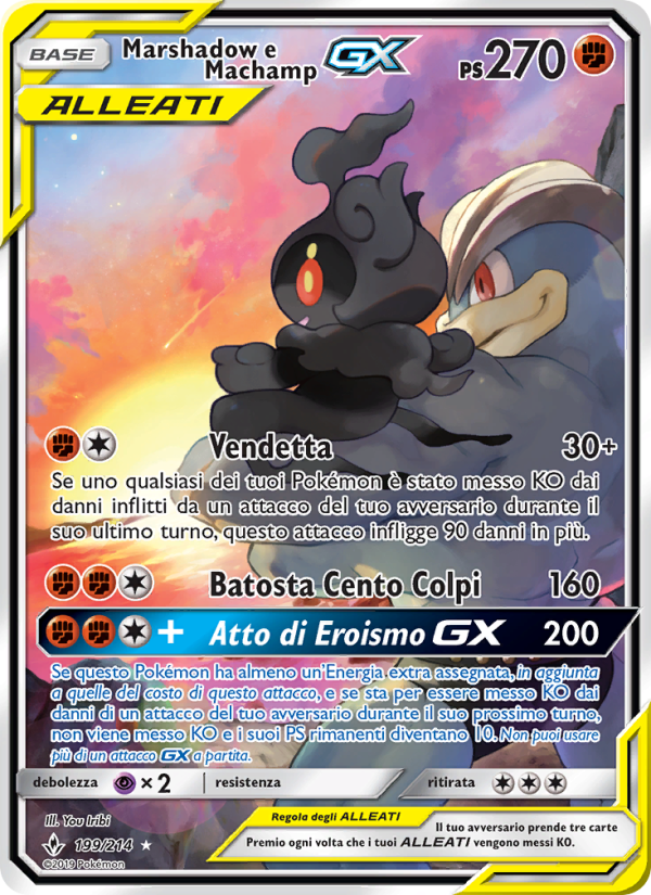 Marshadow e Machamp GX 199/234 — Legami Inossidabili (Italian Pokémon TCG card)