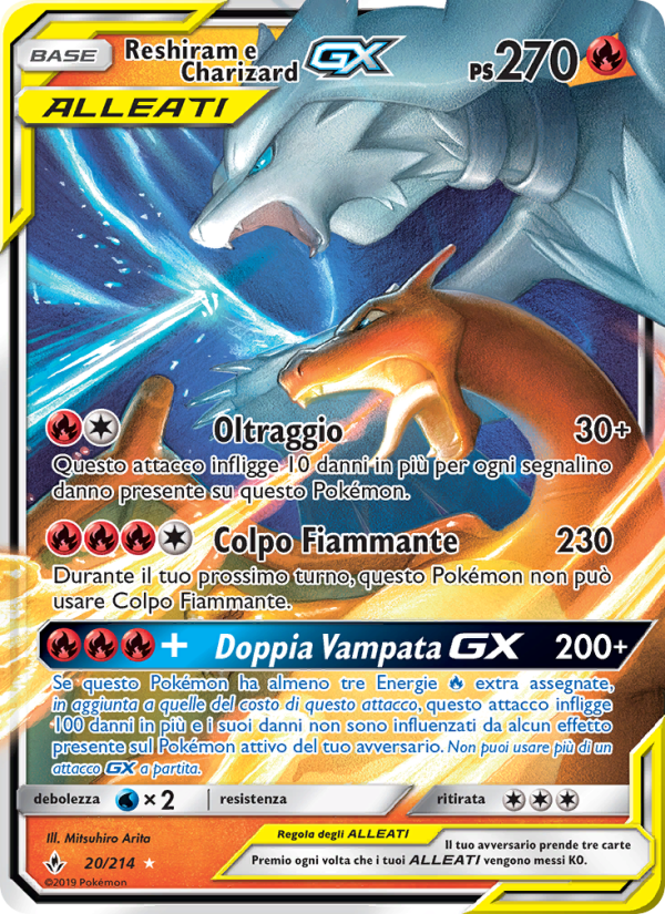 Reshiram e Charizard GX 020/234 — Legami Inossidabili (Italian Pokémon TCG card)