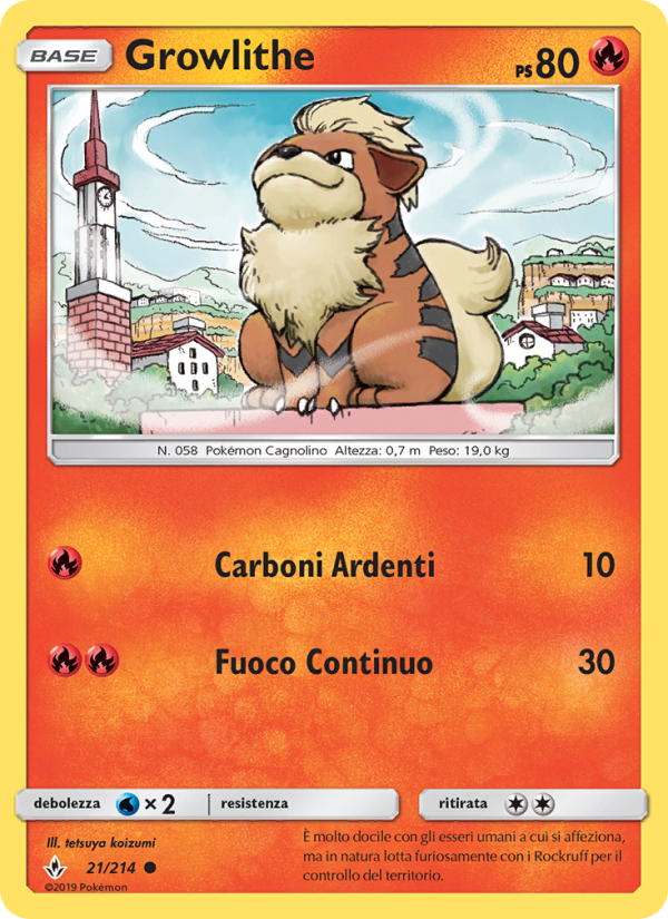 Growlithe 021/234 — Legami Inossidabili (Italian Pokémon TCG card)