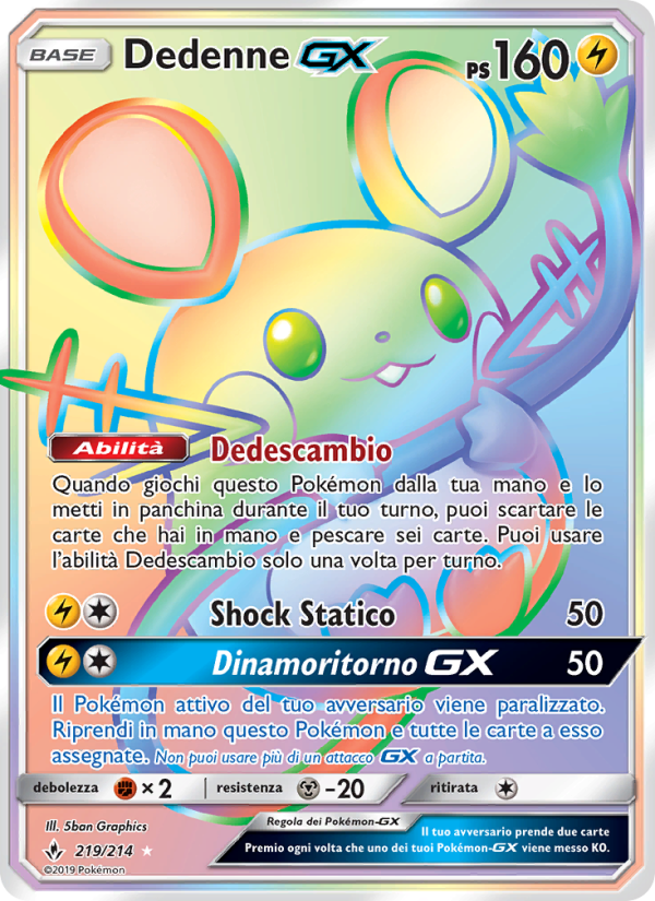 Dedenne GX 219/234 — Legami Inossidabili (Italian Pokémon TCG card)