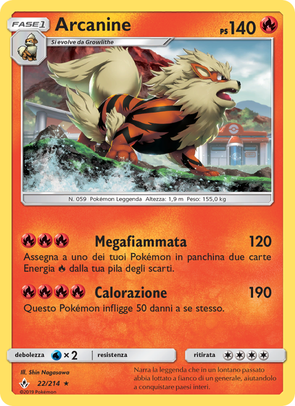 Arcanine 022/234 — Legami Inossidabili (Italian Pokémon TCG card)