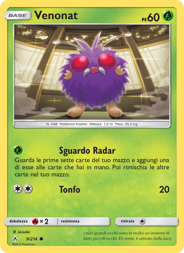 Venonat 009/234 — Legami Inossidabili (Italian Pokémon TCG card)