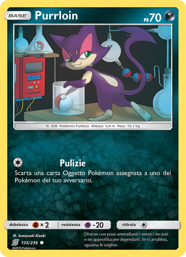 Purrloin 135/258 — Sintonia Mentale (Italian Pokémon TCG card)