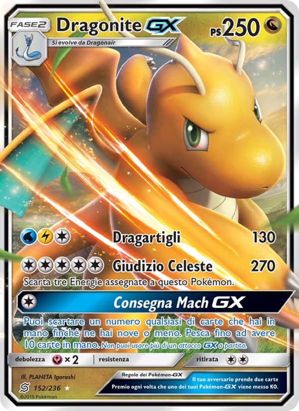 Dragonite GX 152/258 — Sintonia Mentale (Italian Pokémon TCG card)