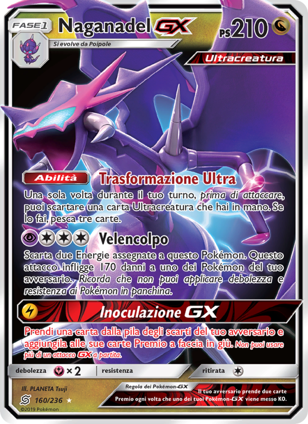 Naganadel GX 160/258 — Sintonia Mentale (Italian Pokémon TCG card)