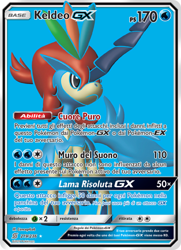 Keldeo GX 219/258 — Sintonia Mentale (Italian Pokémon TCG card)