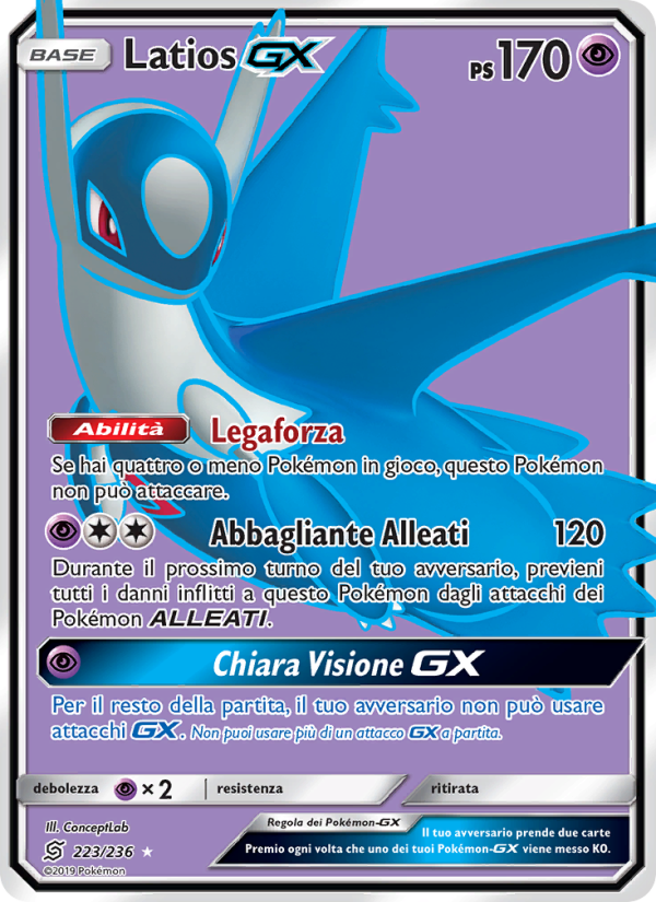 Latios GX 223/258 — Sintonia Mentale (Italian Pokémon TCG card)