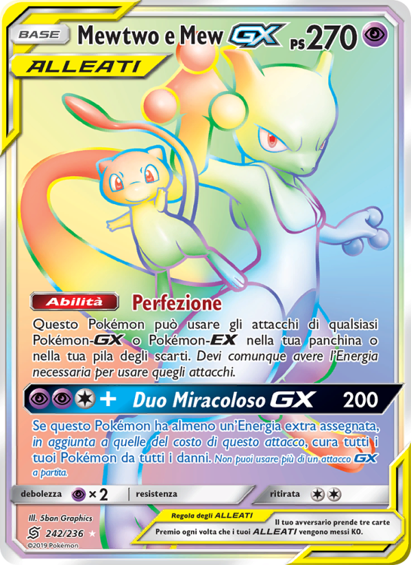 Mewtwo e Mew GX 242/258 — Sintonia Mentale (Italian Pokémon TCG card)