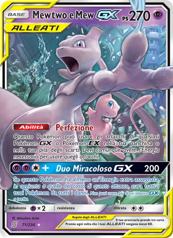Mewtwo e Mew GX 071/258 — Sintonia Mentale (Italian Pokémon TCG card)